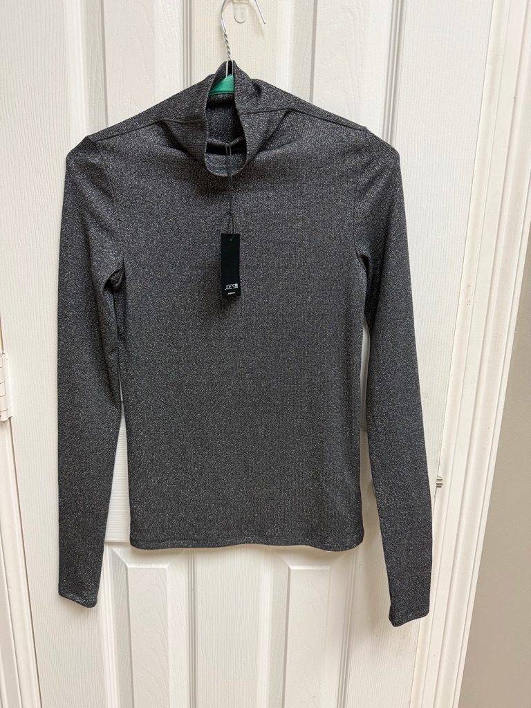 Joe's Jeans Metallic Charcoal Long-Sleeve Turtleneck Top